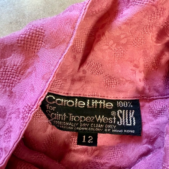 Carole Little St. Tropez  Pink Silk Shirt - Picture 4 of 8